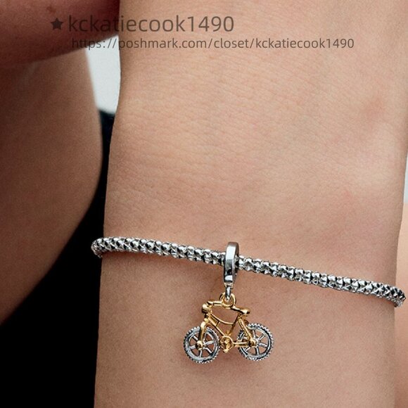 Pandora Two-tone Spinning Wheels Bicycle Dangle Charm - Picture 5 of 6